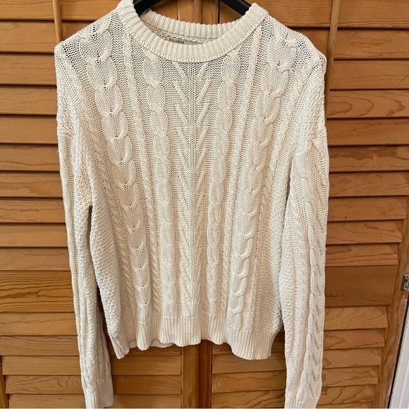 Pull & Bear Women’s Cable Knit Cream Sweater Size M Classic Casual Medium Weight - Picture 12 of 12
